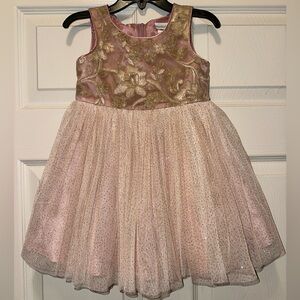 Sweet Heart Rose Pink Dress with Gold Embroidery